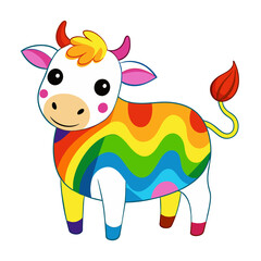 cow with a rainbow