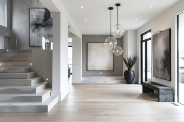 Obraz premium Modern and white empty room. luxury interior design