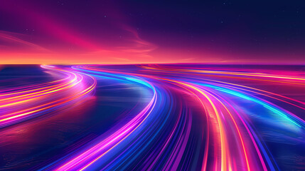 neon light trails flat design front view vibrant light paths theme water color Triadic Color Scheme