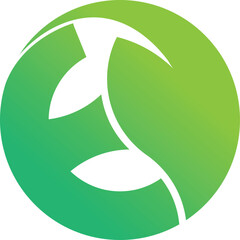 Letter E with Leaf Logo design Template