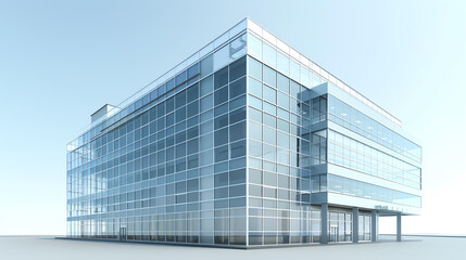 Fototapeta premium steel and glass flat design side view reflective office building theme 3D render Analogous Color Scheme