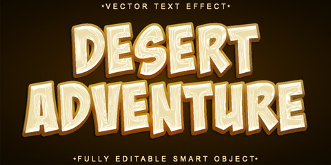 Cartoon Brown Cream Desert Adventure Vector Fully Editable Smart Object Text Effect