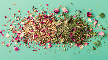 Dried Flowers Pile on Blue Surface