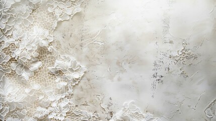 Refined vintage background featuring intricate lace textures in soft white, romantic theme, ethereal, Blend mode, elegant design backdrop