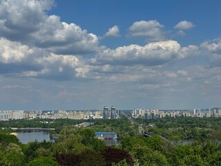 Ukraine Kyiv city view on the park and Dnieper river