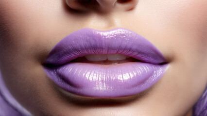 Obraz premium Soft Lavender Close up of a woman with soft lavender tinted lips a cool calming