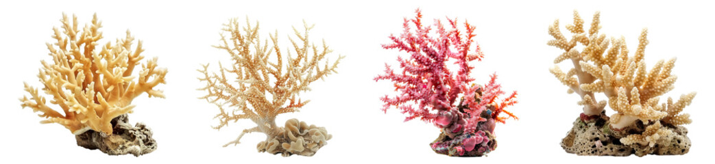 Fototapeta premium Coral, PNG set, collection
