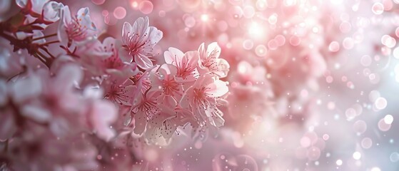 Elegant floral background with delicate pink cherry blossoms, spring theme, ethereal, Multilayer, serene nature backdrop