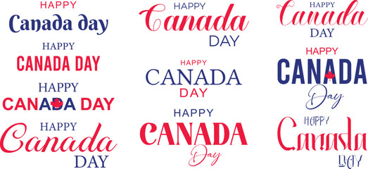 Canada Day, Canada Day Text, Social Media Poster, Happy Canada Day, Canada, Day, Banner, Flag, Red. Canada Day typography, on the 1st of July. Independence Day, maple. leave, calligraphy, typography, 