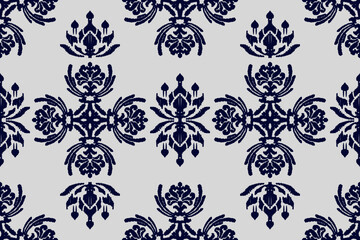 Seamless pattern of Indian geometric ikat. Tribal vector texture. Seamless stripes in Aztec, Indian, Gypsy, African, Bohemian style.