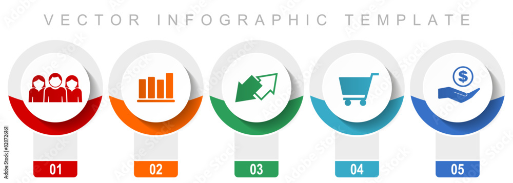 Poster trade icon set, miscellaneous vector icons such as customers, graph, exchange, cart and bank, modern