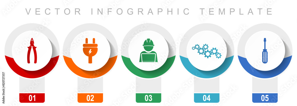 Poster service icon set, miscellaneous vector icons such as pliers, plug, engineer, gears and screwdriver, 
