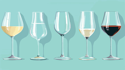 Empty glasses on color background Vector illustration