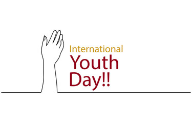 International youth day august 12 national world; Colorful hands with International Youth Day text; August 12,
International Youth Day, minimalistic banner with the inscription in wooden letters; 