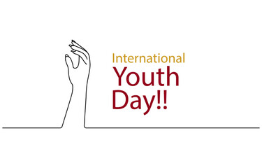 International youth day august 12 national world; Colorful hands with International Youth Day text; August 12,
International Youth Day, minimalistic banner with the inscription in wooden letters; 