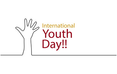 International youth day august 12 national world; Colorful hands with International Youth Day text; August 12,
International Youth Day, minimalistic banner with the inscription in wooden letters; 