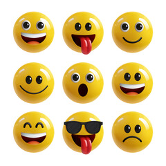Set of smileys, isolated on white.