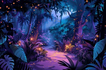 Fototapeta premium fairy painting jungle background scene