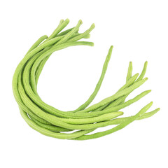 Fresh long beans bunch on white background