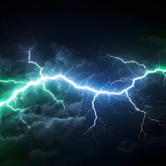 Fototapeta premium Green and White color electricity lightning