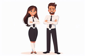 Portrait of a successful confident businessman and woman, Vector illustration.