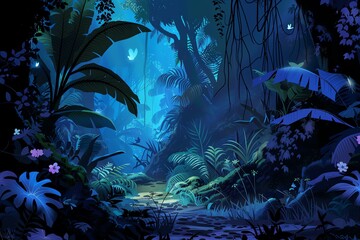 Obraz premium fairy painting jungle background