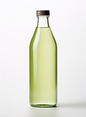 Minimalist Clear Bottle with Pale Green Liquid.