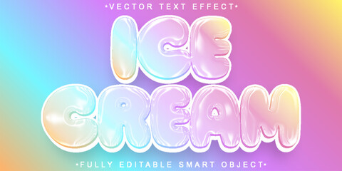 Cartoon Soft Colorful Ice Cream Vector Fully Editable Smart Object Text Effect