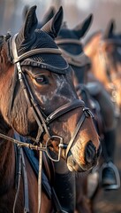 Equestrian gear detail  saddle and stirrups for competitive ride, olympics sport concept