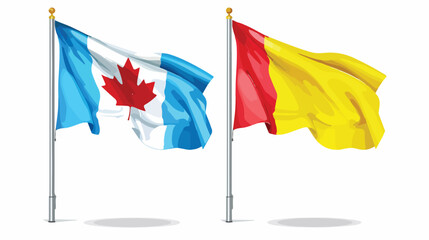 Flags of Canada and Ukraine on white background Vector