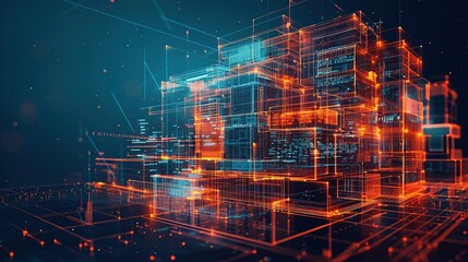 Digital sketching of advanced three-dimensional built forms. Building information modeling (BIM) concept. Generative ai.