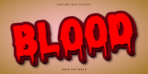 Blood editable text effect template, liquid red slime 3d bold cartoon text style