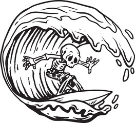 the poor death person in the boat skating on sea vector art silhouette illustration