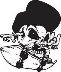 pirate skull and crossbones skating boat silhouette vector art illustration 