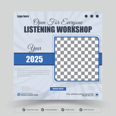 Modern admission poster advertising square Social media post and promotion ads discount banner vector template design.