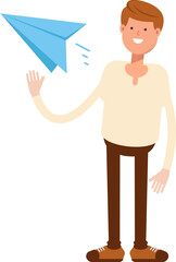 Man Character Holding Paper Plane
