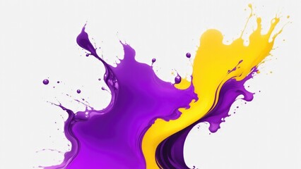 Obraz premium Liquid Purple and yellow splash Color abstract design on White background