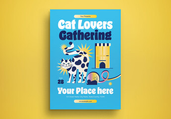 Blue Gradient Cat Lovers Gathering Flyer Layout