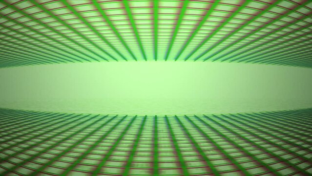 Vibrating repeating box mesh to light green background vaporwave backdrop