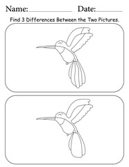 Birds Printable Activity Page for Kids. Educational Resources for School for Kids. Kids Activity Worksheet. Find Differences Between 2 Shapes