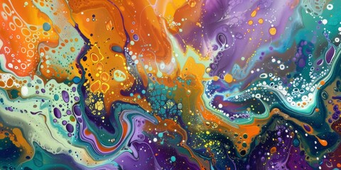 Vibrant Abstract Swirling Colors Painting with Dynamic Fluid Art