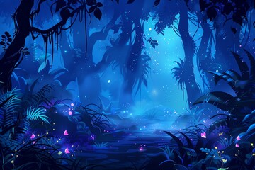 Obraz premium fairy painting jungle background