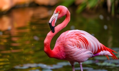 Fototapeta premium Flamingo that is pink, Generative AI