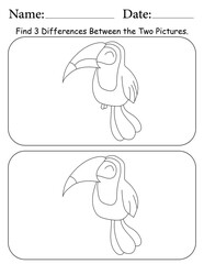 Birds Printable Activity Page for Kids. Educational Resources for School for Kids. Kids Activity Worksheet. Find Differences Between 2 Shapes