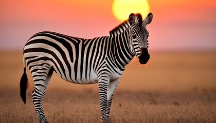 A Zebra With A Sunset Background Upscaled 3