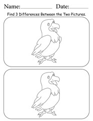 Birds Printable Activity Page for Kids. Educational Resources for School for Kids. Kids Activity Worksheet. Find Differences Between 2 Shapes