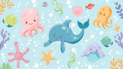 Cute cartoon zoo animals with enclosures and visitors