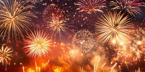 Fototapeta premium Vibrant Fireworks Display at Night