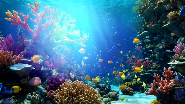 underwater views of colorful coral reefs and beautiful fish