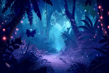 Obraz premium Glowing Jungle Nightscape background